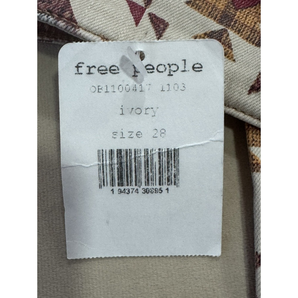 Free People We The Wild Child Printed Skinny Jeans Ivory Size 28 #OB1100417 NWT - Picture 9 of 16